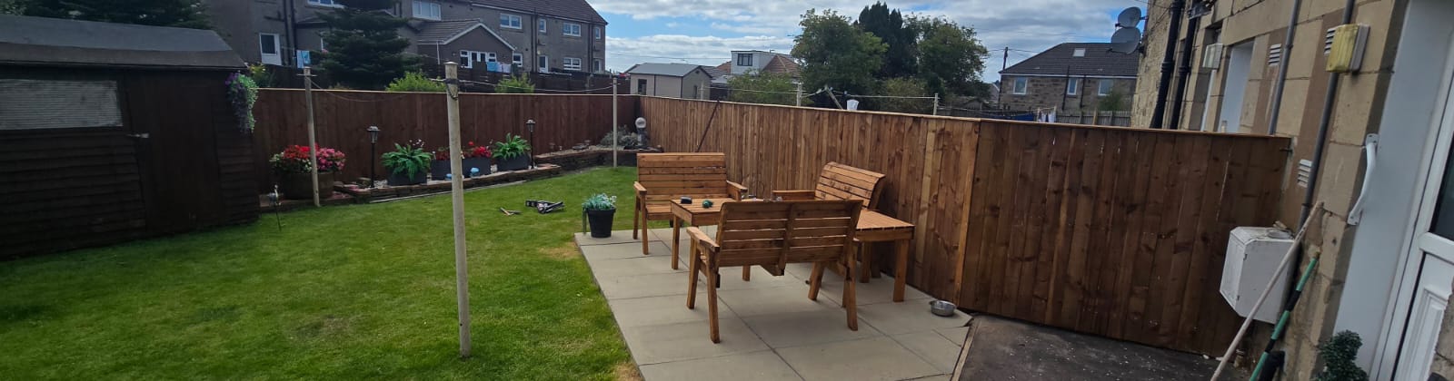 Wooden slat fence installation
